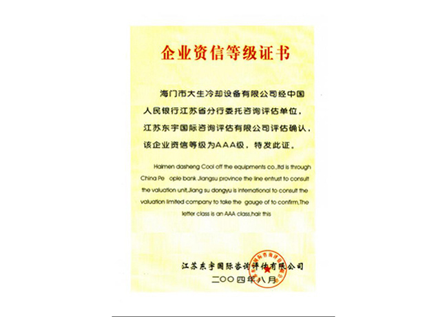 企业资信等级证书
